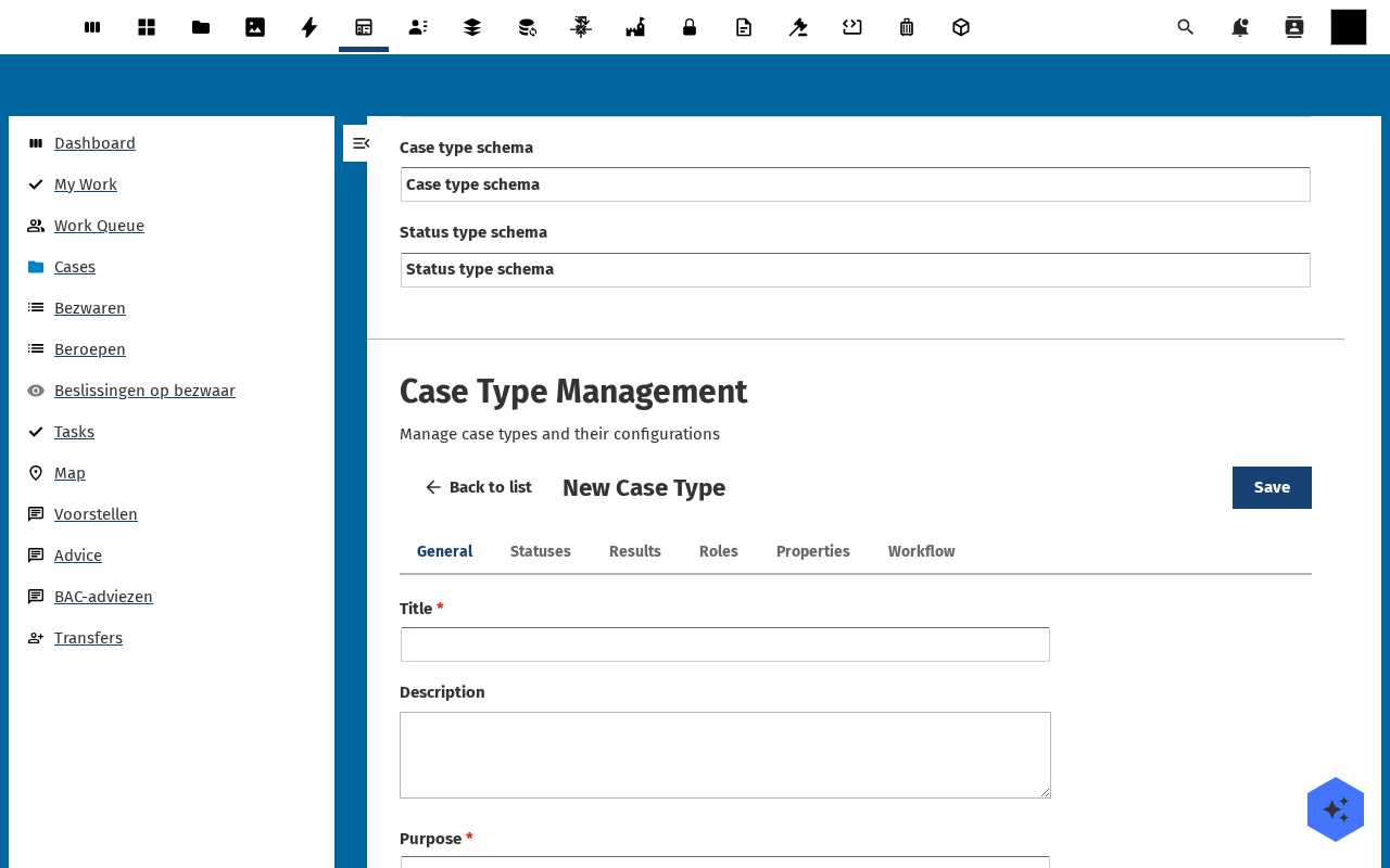 New case type dialog