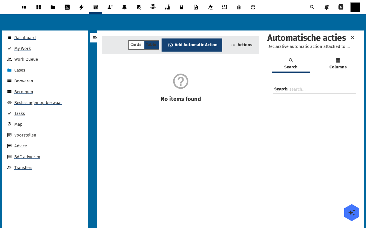 Automatic actions list
