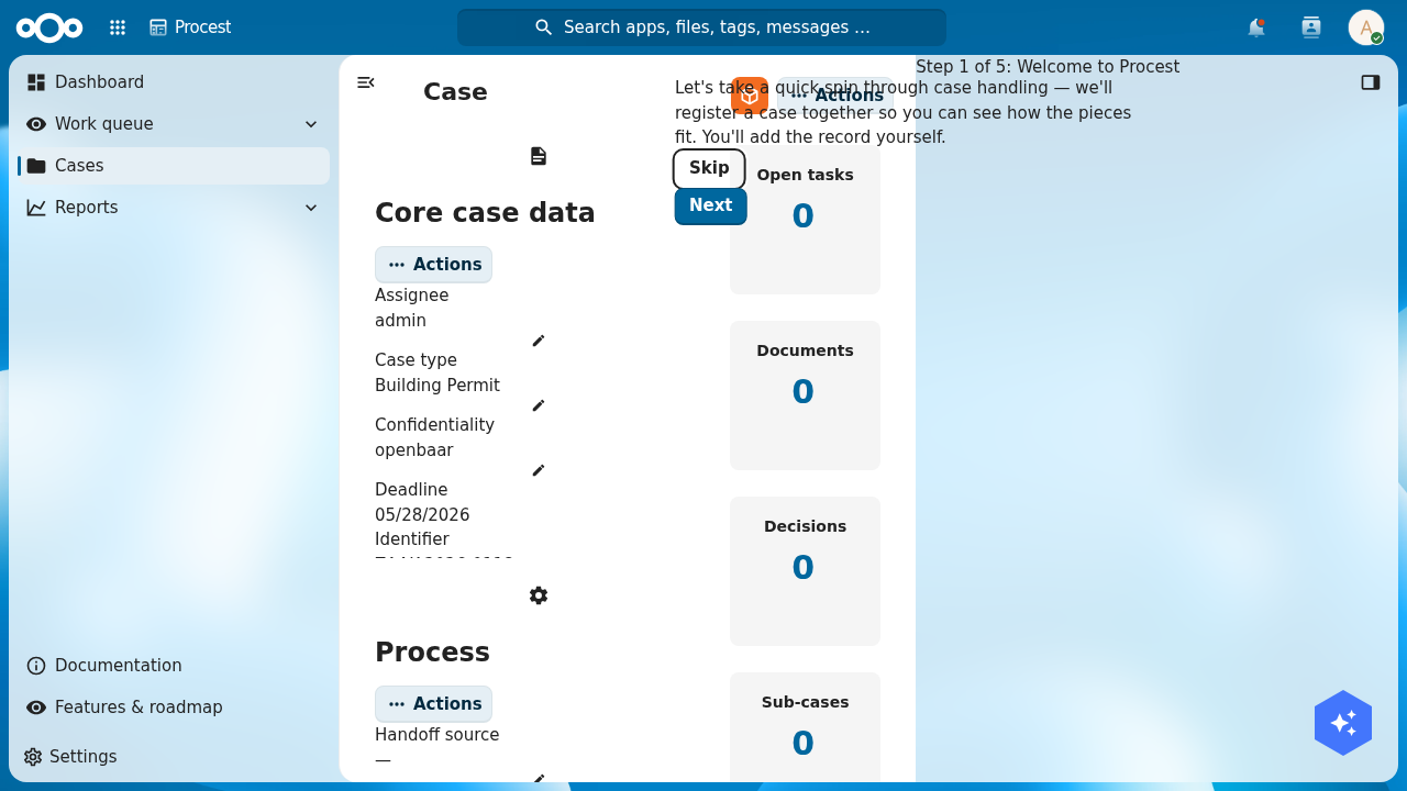 Case history / audit trail