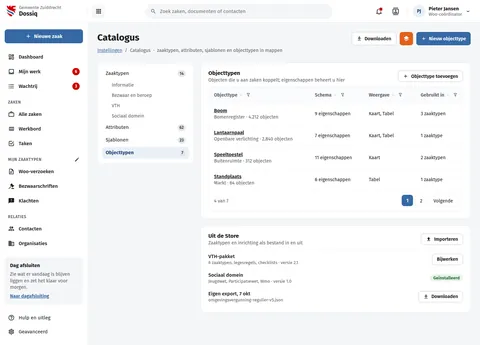 Catalogue and object types