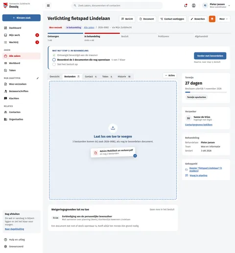 Zaak, bestanden op de documenten slepen