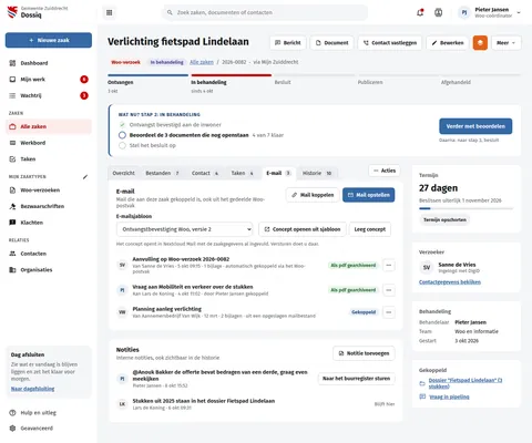 Zaak, e-mail en notities